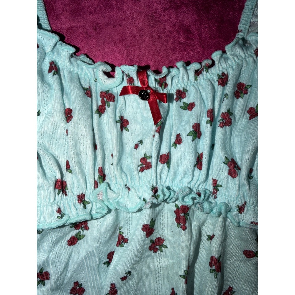 Adore Me Blue Rose Floral Pointelle Camisole Top Ruffle Coquette NWT Size S - Picture 2 of 5